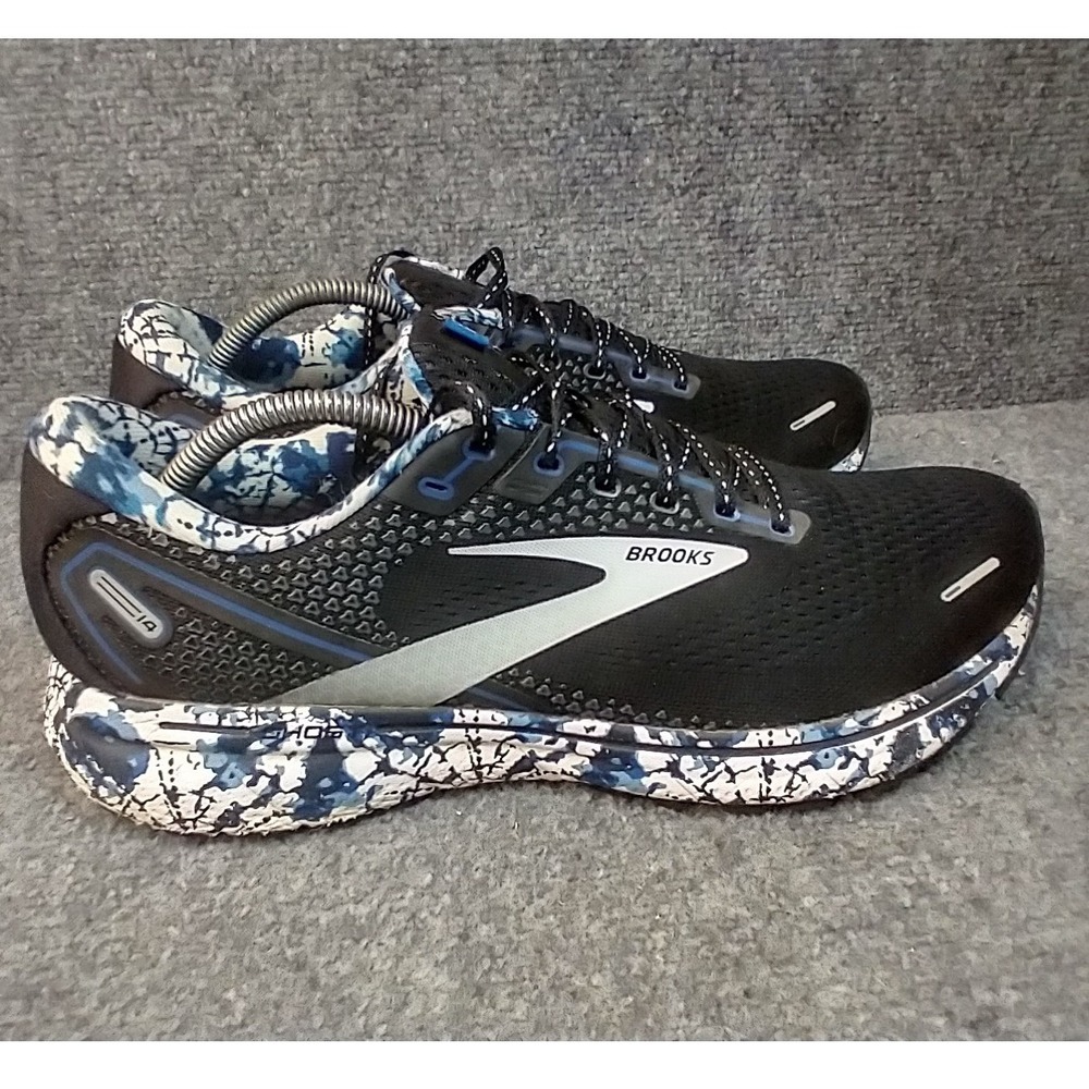 Brooks Ghost 14 Running Shoes Mens 11 Black Blue Marble Cushion Sneakers